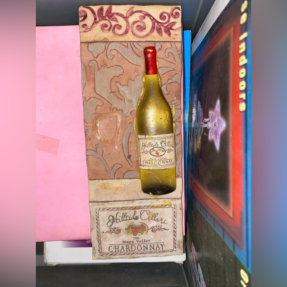 2 Hillside Cellars Chardonnay Wine Bottle Decor hangs on wall